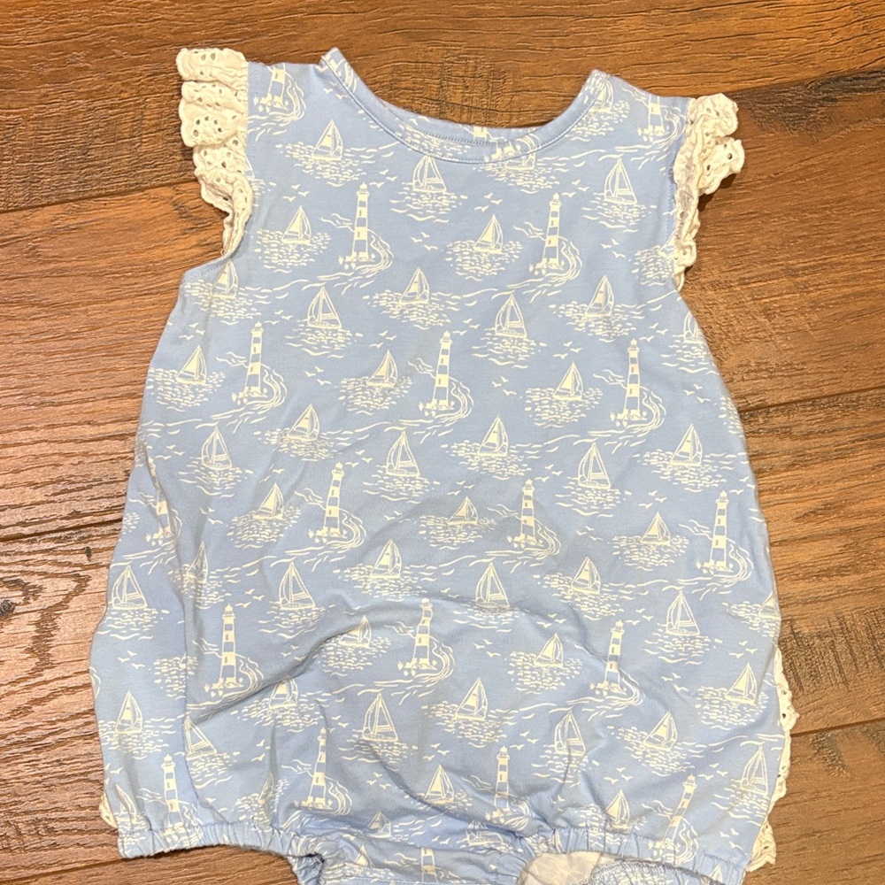 Blue Nautical Baby Romper with Sailboat Print